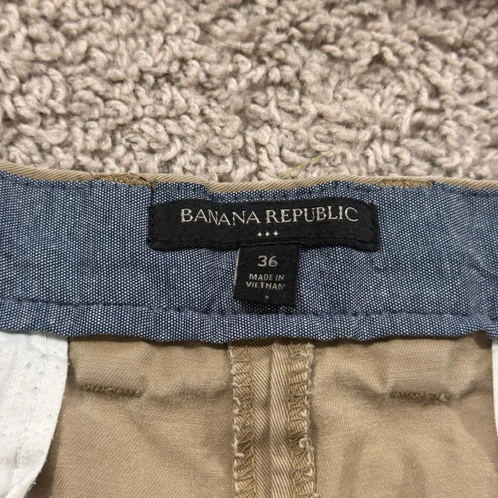 Banana Republic Chino Shorts Mens 36 Khaki Good Cotton Twill Flat Front 438488